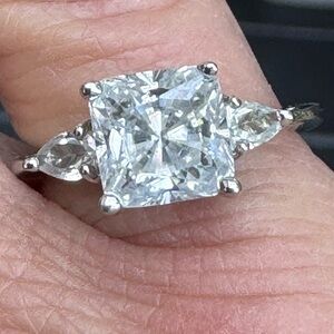 Palladium Cz Engagement Ring